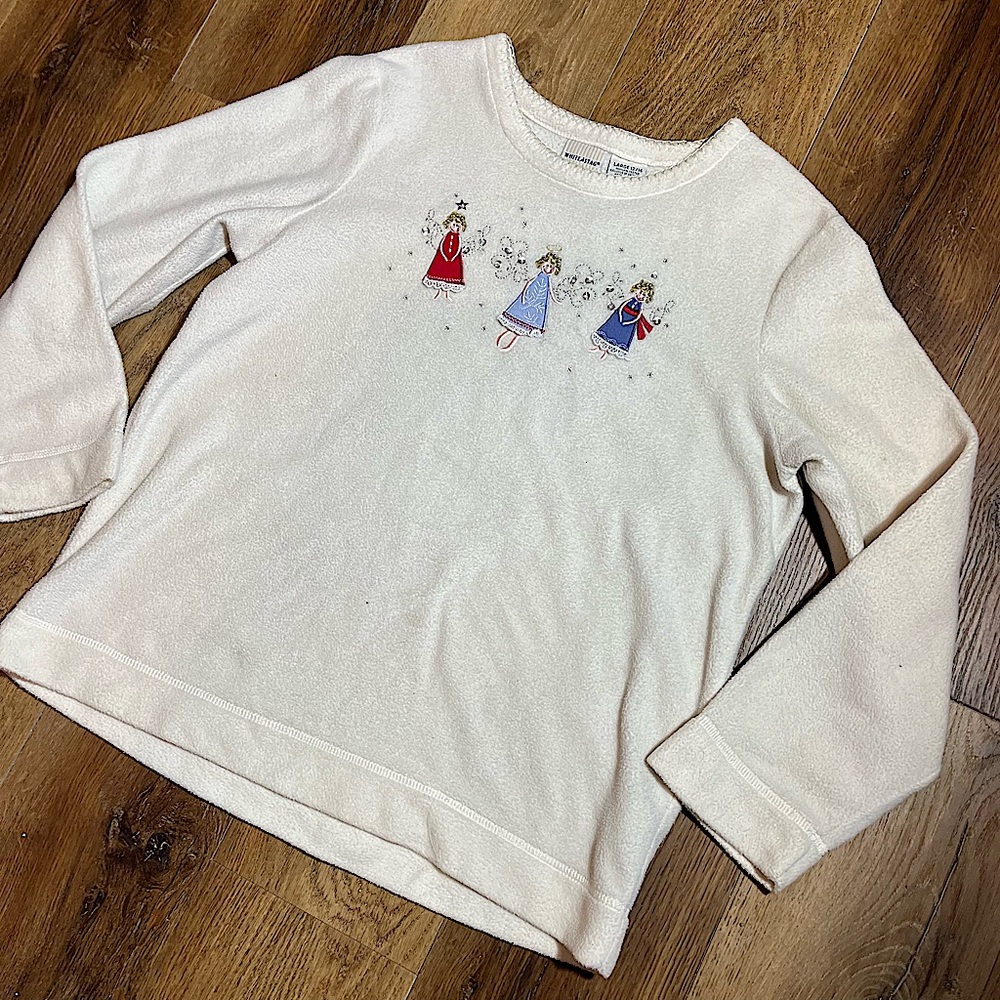 Embroidered Angel Christmas Sweater Beaded Christmas Sweater Holiday Sweater